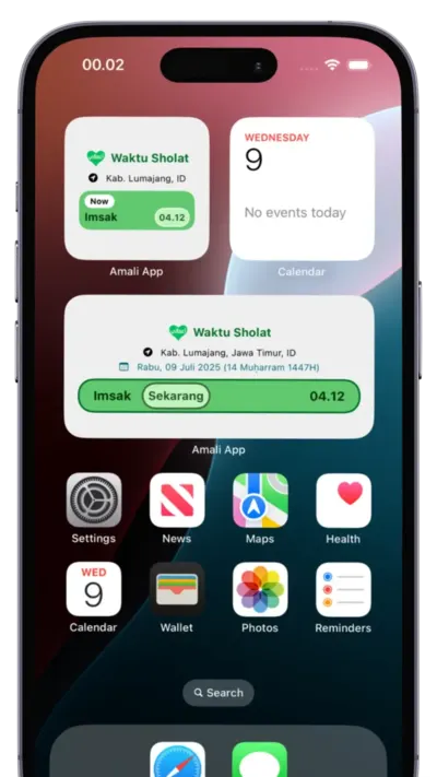 Widget Islami di Layar Utama